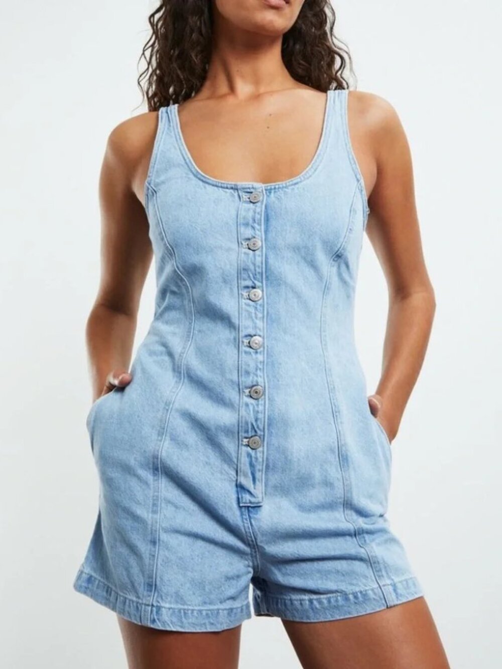 Levi's Denim Romper | Alek Jean Button Front